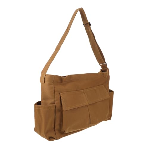WATIIFUFU Retro Canvas Umhängetasche Damen Große Kapazität Vintage Schultertasche Verstellbarer Tragegurt Braune Crossbody Tote Bag Für Schule Arbeit Freizeit von WATIIFUFU
