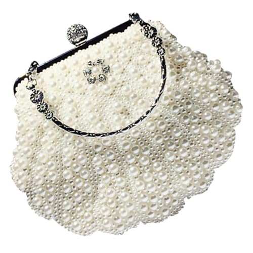 WATIIFUFU Retro Perlentasche Damen Handtasche mit Schulterkette Moderates Fassungsvermögen Vielseitige Vintage Perlen Umhängetasche für Alltag Dating und Freizeit von WATIIFUFU