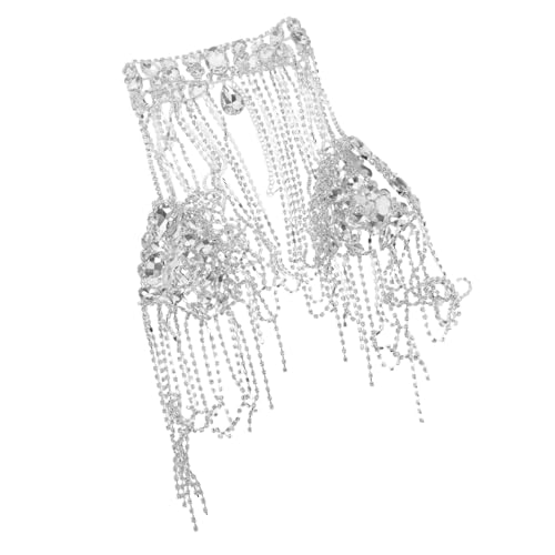 WATIIFUFU Rhinestone Körperkette mit Quasten Schimmernde Schulterkette aus Strass und Legierung Leichtes Verstellbares Schmuck-accessoire für Damen für Partys Festivals und Besondere Anlässe von WATIIFUFU