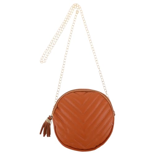 WATIIFUFU Runde Damen Umhängetasche mit Quasten Kleine Schultertasche Kompakt und Geräumig Verstellbarer Gurt Stilvolle Geldbörse für Reisen und Shopping Praktisches Design für Alltag und von WATIIFUFU