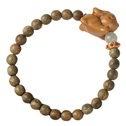 WATIIFUFU Sandalwood Armband Mit Niedlichen Hasen-perlen Für Freunde Handgefertigtes Für Damen Und Herren Grünes Sandelholz von WATIIFUFU