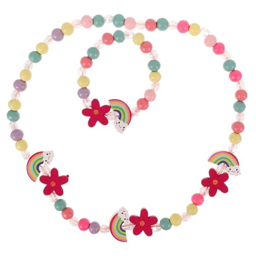 WATIIFUFU Schmuckset Mädchen Perlen Armband und Halskette mit Regenbogen anhänger Leichtes Hautfreundliches Bastelset für Junge Mädchen Vielseitiges Geschenk für Geburtstag und Party von WATIIFUFU