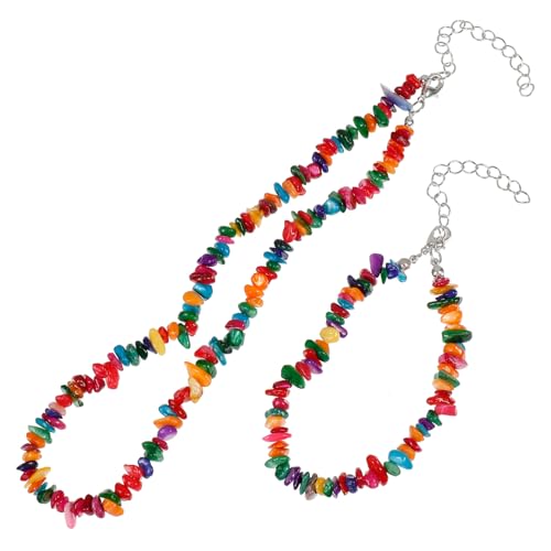 WATIIFUFU Strandstil Damen Schmuckset Natürliche Steine Muschel Halskette Armband Leicht Hautfreundlich Kreatives Design Für Alltag Und Strandparty von WATIIFUFU