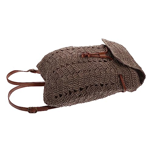WATIIFUFU Strandtasche Strohgeflecht Schultertasche Damen Rucksack und Umhängetasche Langlebig Robust für Freizeit Urlaub Alltag von WATIIFUFU