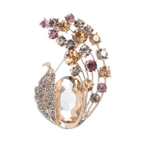 WATIIFUFU Strassbrosche mit Funkelnden Kristallen Elegante Anstecknadel für Damen Modische Vintage brosche in Champagner Vielseitig für Jacken Mäntel Rucksäcke und Schals Geeignet von WATIIFUFU