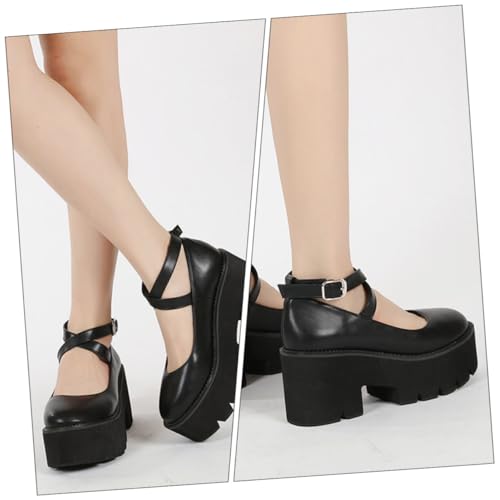 WATIIFUFU Stylische Damen Plateau Sandalen mit Rundem Zehenbereich Atmungsaktivem Mikrofaserfutter und Gekreuztem Riemen Schwarze Einfache Modische Thick soled Sandalen für Sommer und von WATIIFUFU