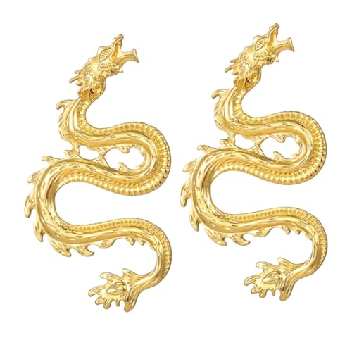 WATIIFUFU Stylische Drachen ohrringe Ohrstecker aus Goldenem Modische Dekorative Ohrschmuck für Damen Geschenkidee für Freundin Vielseitig Kombinierbar für Alltag und Besondere Anlässe von WATIIFUFU