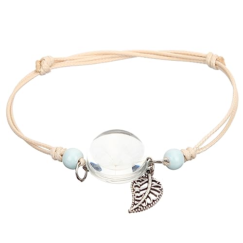 WATIIFUFU Löwenzahnarmband für Damen Handgelenkschmuck mit Getrockneten Blumen Leichtes Armband mit Glasball Zierliches Damenarmband für Blumendekor für Valentinstag von WATIIFUFU