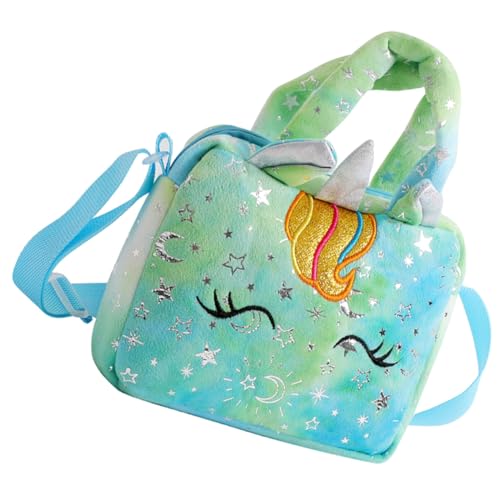 WATIIFUFU Umhängetasche Einhorn Plüsch Handtasche Verstellbar Einzelschulter Cartoon Muster für Mädchen Kindergarten und Freizeit Geschenk von WATIIFUFU
