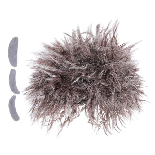 WATIIFUFU Verrückter Wissenschaftler Kostüm Set Braune Perücke mit Schnurrbart und Augenbrauen für Halloween Cosplay und Partys Komfortable Fasern Lustiges Party-accessoire von WATIIFUFU