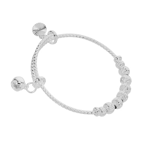 WATIIFUFU Verstellbarer Armreif mit Glockenanhänger Silber Kinderarmband für Junge Mädchen Langlebiges Stilvolles Schmuckstück für Mädchen und Jungen Perfektes zur Babyparty von WATIIFUFU