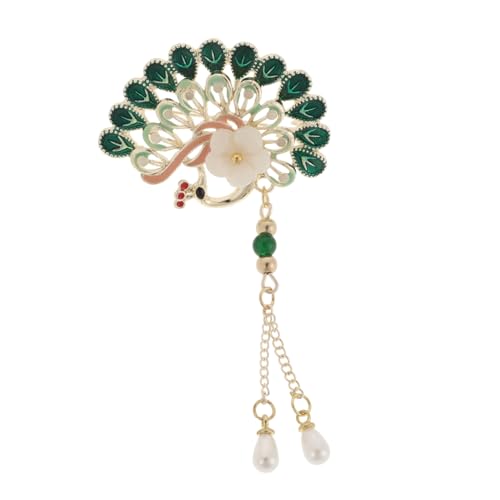 WATIIFUFU Vintage Pfauenbrosche mit Strassstein und Quaste Große Anstecknadel für Damen Elegante Schmuckbrosche für Kleider Hochzeiten und Festliche Anlässe Vielseitiges Design für Mantel von WATIIFUFU