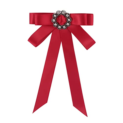 WATIIFUFU Strassbrosche Mit Roter Schleife Glänzende Anstecknadel Aus Legierung Hängende Brosche Für Kleidung Und Schals Leicht Und Langlebig von WATIIFUFU