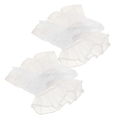 WATIIFUFU Weiße Spitzen Armbänder mit Großer Schleife Fingerlose Lolita Spitzen Handgelenk Manschetten Zierliche Tüll Armstulpen für Damen Stilvolles Brautzubehör und Party Accessoire von WATIIFUFU