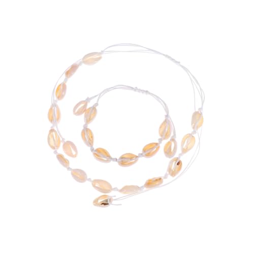 WATIIFUFU Weißes Handgefertigtes Muschel armband und Ketten set Damen Boho Strand Schmuck Einfache Natürliche Dekoration Elegant von WATIIFUFU