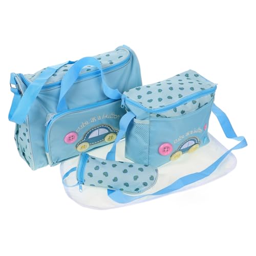 WATIIFUFU Wickeltasche Mit Wickelunterlage Wasserdichtes Große Kapazität Kleine Tasche Flaschenhalter Himmelblau von WATIIFUFU