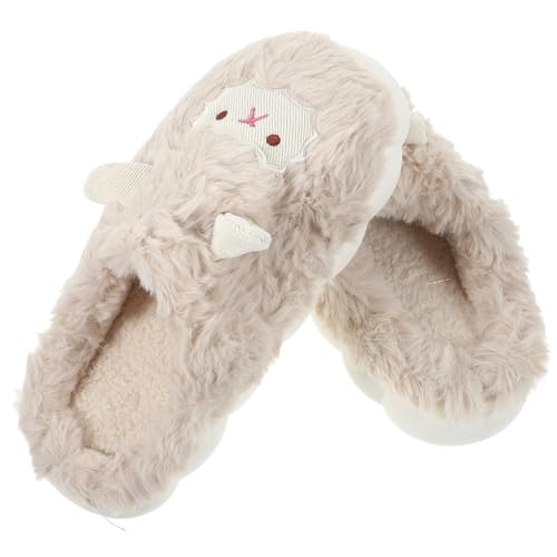 WATIIFUFU Winter Hausschuhe Damen Herren Dicke Baumwollpantoffeln mit Weicher Sohle Warme Rutschfeste Indoor schafe hausschuhe Kuschelige Slipper für Erwachsene Gemütliche Winterpantoffeln von WATIIFUFU