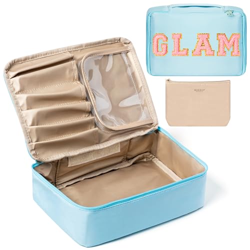 WATINC Make up Tasche Tragbare Reise Toilettentasche für Frauen Mädchen Glam Beutel Speicher Organiser wasserdichte tragbare Reißverschluss Kosmetiktasche Geburtstagsgeschenke für Frauen Mädchen von WATINC