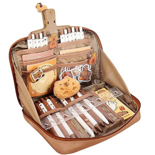 WAVATA Capybara Schreibwaren Set, Süßes Geschenkset für Kinder & Schüler, Mit Stiften, Clips, Aufkleber Und Mehr, Federmäppchen, für Büro, Schule, Kinder, Schüler, Schreibwarenbedarf von WAVATA