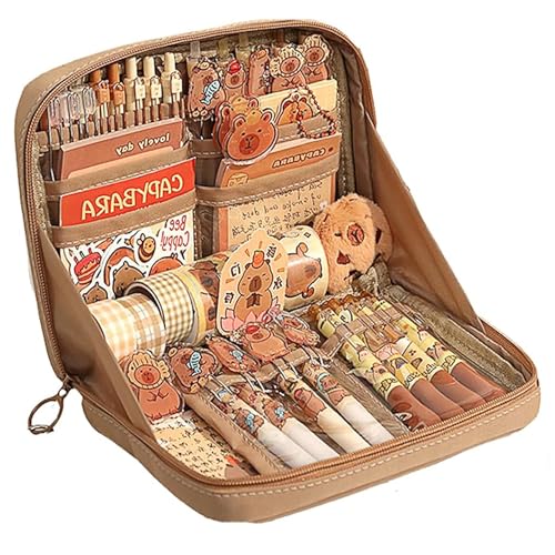WAVATA Capybara Schreibwaren Set, Süßes Geschenkset für Kinder & Schüler, Mit Stiften, Clips, Aufkleber Und Mehr, Federmäppchen, für Büro, Schule, Kinder, Schüler, Schreibwarenbedarf WAVATA Capybara Schreibwaren Set, Süßes Geschenkset für Kinder & Schüler, Mit Stiften, Clips, Aufkleber Und Mehr, Federmäppchen, für Büro, Schule, Kinder, Schüler, Schreibwarenbedarf von WAVATA