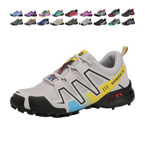WAVDSYB Damen Herren Hike Balance Schuhe Wandern Balance Orthopädische Sneaker für Laufen Camping Bequem Atmungsaktiv Rutschfest SLI, Grau Gelb, US 8.5 WAVDSYB Damen Herren Hike Balance Schuhe Wandern Balance Orthopädische Sneaker für Laufen Camping Bequem Atmungsaktiv Rutschfest SLI, Grau Gelb, US 8.5 von WAVDSYB