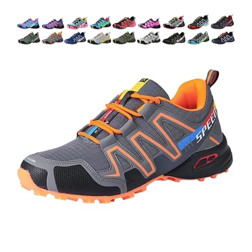 WAVDSYB Damen Herren Hike Balance Schuhe Wandern Balance Orthopädische Sneaker für Laufen Camping Bequem Atmungsaktiv Rutschfest SLI, Grau-Orange, US 8.5 WAVDSYB Damen Herren Hike Balance Schuhe Wandern Balance Orthopädische Sneaker für Laufen Camping Bequem Atmungsaktiv Rutschfest SLI, Grau-Orange, US 8.5 von WAVDSYB