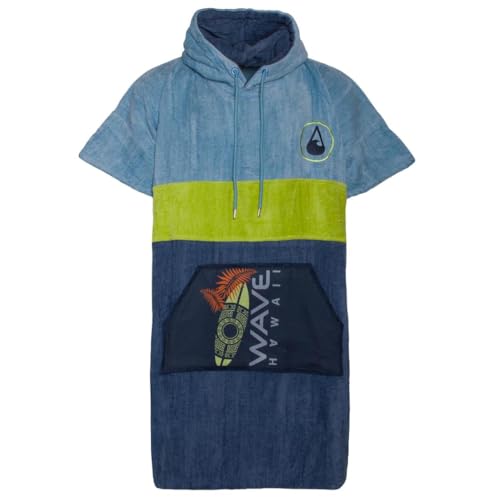 WAVE HAWAII Bade-Poncho Damen & Herren Kapalua mit Kapuze | Größe L, 170-200cm I 100% Baumwolle Surf-Poncho für Erwachsene | Velours & Frottee-Handtuch mit hoher Wasserabsorption von WAVE HAWAII