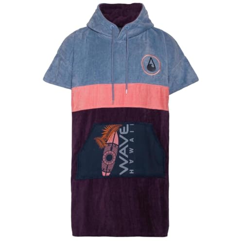WAVE HAWAII Bade-Poncho Damen & Herren Kiholo mit Kapuze | Größe M, 160-190cm I 100% Baumwolle Surf-Poncho für Erwachsene | Velours & Frottee-Poncho Handtuch mit hoher Wasserabsorption von WAVE HAWAII