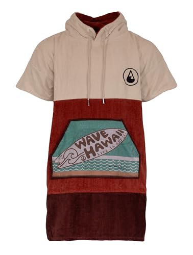 WAVE HAWAII Campeche Surfponcho für Körpergrößen von 155-185cm Poncho 100% ÖKO Baumwolle Umkleidehilfe für Schwimmen Strand Surfen Badetuch Badeponcho Duschponcho für Damen Herren Erwachsene von WAVE HAWAII