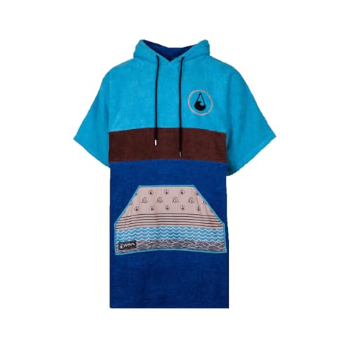 WAVE HAWAII Poncho Blue Surfponcho 95% Baumwolle Badeponcho für Körpergrößen von 170-195 cm Umkleidehilfe für Schwimmen Strand Surfen Duschponcho für Damen Herren von WAVE HAWAII