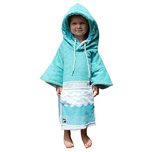 WAVE HAWAII Poncho Mini Badeponcho 60% Viskose aus Bambus und 40% Baumwolle für Körpergrößen von 90-120 cm Umkleidehilfe für Schwimmen Strand Surfen Duschponcho für Kinder von WAVE HAWAII