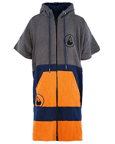 WAVE HAWAII Shany ZIP Surfponcho für Körpergrößen von 170-200 cm aus 100% ÖKO Baumwolle Umkleidehilfe für Schwimmen Strand Surfen Duschponcho Surf Poncho für Herren Damen Erwachsene von WAVE HAWAII