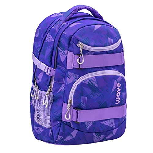 Wave Infinity Lila Schulrucksack mit Laptopfach Tabletfach/Brustgurt Hüftgurt / 43 x 31 x 22 cm / 30 Liter/Mädchen/Rucksack Daypack (338-72/A Purple Sunset) von Wave