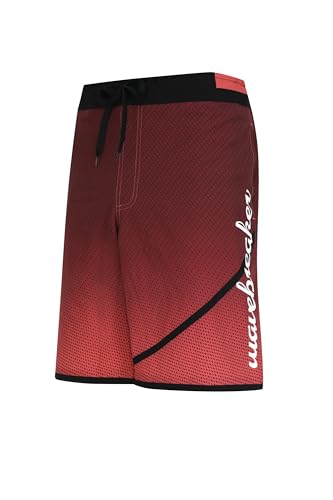 WAVEBREAKER Shorts Unifarben Badehose mit Grafikdruck Logo-Print Kordelzug elastischer Bund seitliche Taschen Netzfutter von WAVEBREAKER
