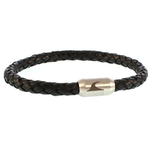 WAVEPIRATE® Echt Leder-Armband Sylt G Schwarz/Silber 24 cm Edelstahl-Verschluss in Geschenk-Box Männer Damen Herren von WAVEPIRATE