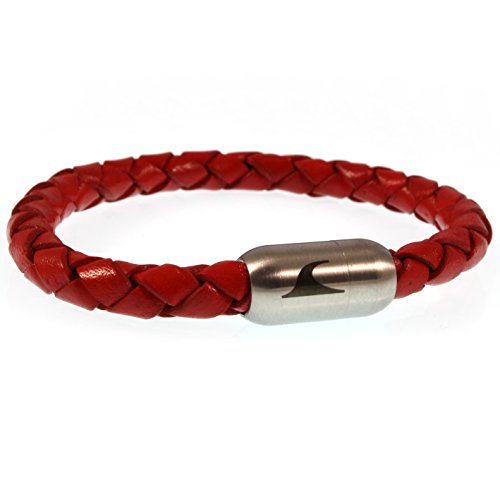 WAVEPIRATE® Echt Leder-Armband Sylt F Rot 18 cm Edelstahl-Verschluss in Geschenk-Box Männer Damen Herren von WAVEPIRATE