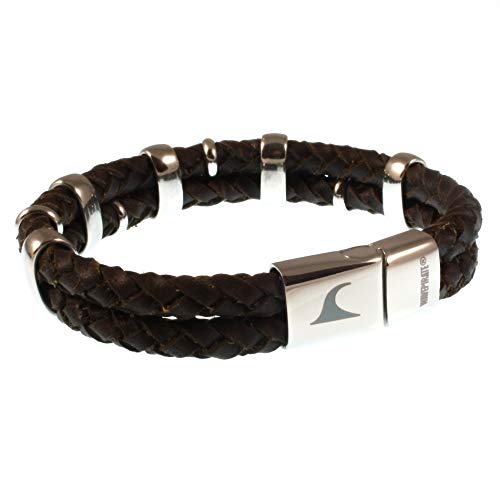 WAVEPIRATE® Echt Leder-Armband AFRICA F Braun 22 cm Edelstahl-Parts in Geschenk-Box Surfer Männer Herren von WAVEPIRATE