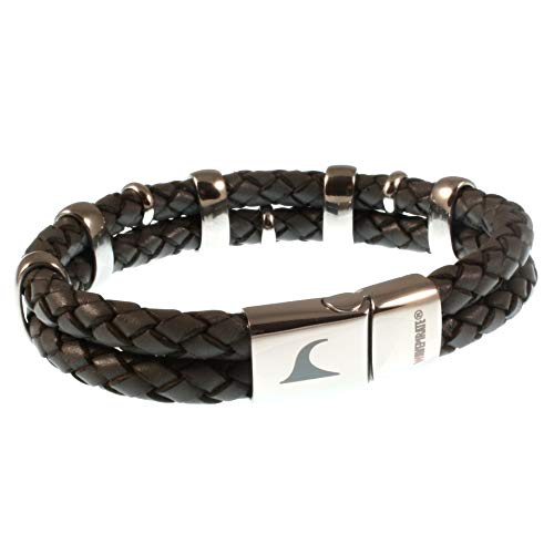 WAVEPIRATE® Echt Leder-Armband Africa F Grau 21 cm Edelstahl-Parts in Geschenk-Box Surfer Männer Herren von WAVEPIRATE