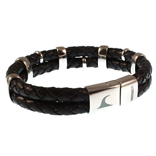 WAVEPIRATE® Echt Leder-Armband AFRICA F Schwarz 19 cm Edelstahl-Parts in Geschenk-Box Surfer Männer Herren von WAVEPIRATE