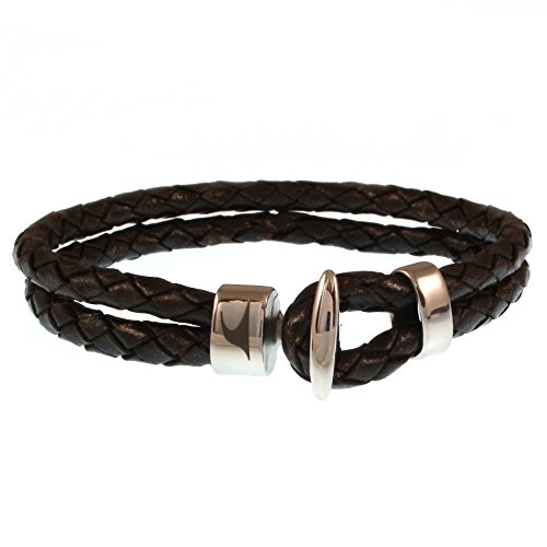 WAVEPIRATE® Echt Leder-Armband Aruba F Braun 18 cm Edelstahl-Verschluss in Geschenk-Box Surfer Männer Herren von WAVEPIRATE