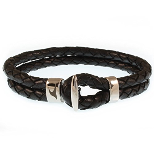 WAVEPIRATE® Echt Leder-Armband Aruba F Schwarz 19 cm Edelstahl-Verschluss in Geschenk-Box Surfer Männer Herren von WAVEPIRATE