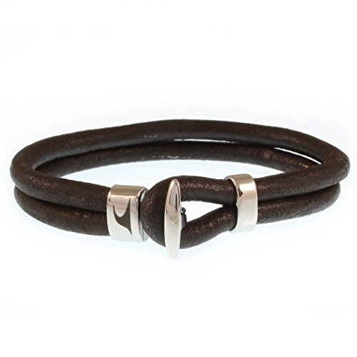 WAVEPIRATE® Echt Leder-Armband ARUBA R Braun 20 cm Edelstahl-Verschluss in Geschenk-Box Surfer Männer Herren von WAVEPIRATE