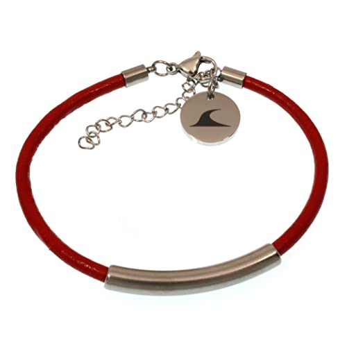 WAVEPIRATE® Echt Leder-Armband CURVE R Rot 19 cm Edelstahl-Verschluss in Geschenk-Box Surfer Herren Männer Damen von WAVEPIRATE