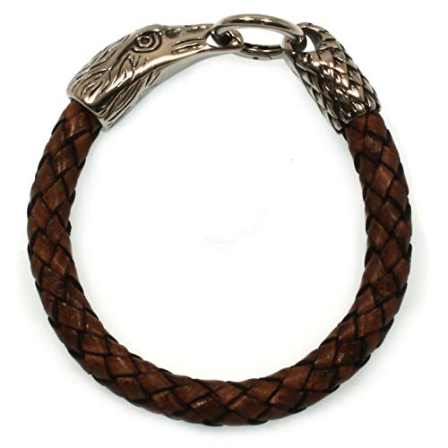 WAVEPIRATE® Echt Leder-Armband Edelstahl Eagle Adler Braun 25 cm Edelstahl-Verschluss in Geschenk-Box Herren von WAVEPIRATE