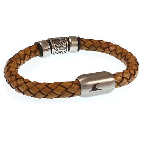 WAVEPIRATE® Echt Leder-Armband Fuerte Shine Cognac 22 cm Edelstahl-Verschluss in Geschenk-Box Surfer Damen Herren von WAVEPIRATE