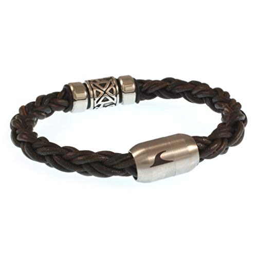 WAVEPIRATE® Echt Leder-Armband Fuerte Shine ZO Dunkelbraun 19 cm Edelstahl-Verschluss in Geschenk-Box Surfer Damen Herren von WAVEPIRATE