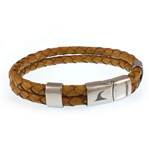 WAVEPIRATE® Echt Leder-Armband GROOVE F Cognac 20 cm Edelstahl-Verschluss in Geschenk-Box Surfer Herren Männer von WAVEPIRATE