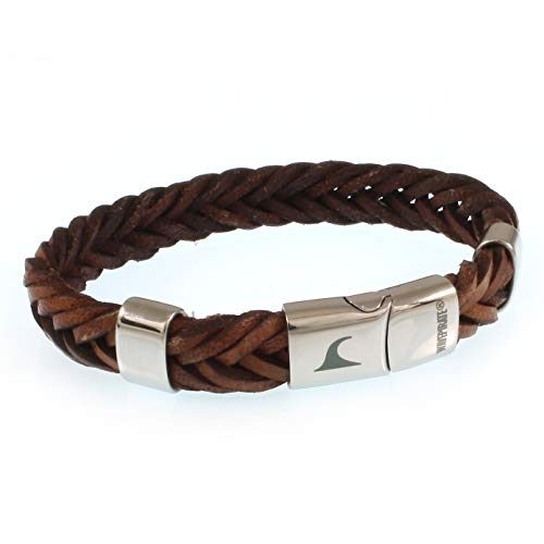 WAVEPIRATE® Echt Leder-Armband GROOVE F10 Cognac 18 cm Edelstahl-Verschluss in Geschenk-Box Surfer Herren Männer von WAVEPIRATE