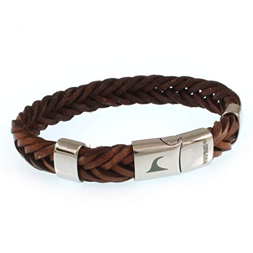 WAVEPIRATE® Echt Leder-Armband Groove F10 Cognac 23 cm Edelstahl-Verschluss in Geschenk-Box Surfer Herren Männer von WAVEPIRATE