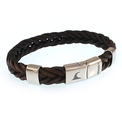 WAVEPIRATE® Echt Leder-Armband Groove F10 Dunkelbraun 21 cm Edelstahl-Verschluss in Geschenk-Box Surfer Herren Männer von WAVEPIRATE